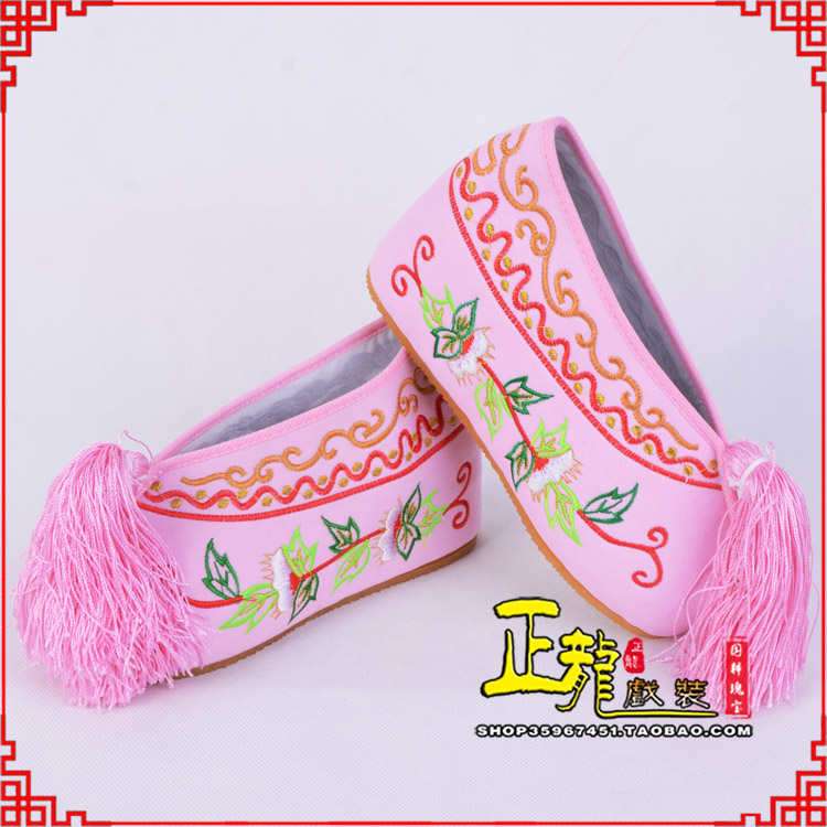 中山花旦鞋女绣花彩鞋 舒适款草花内高彩鞋
